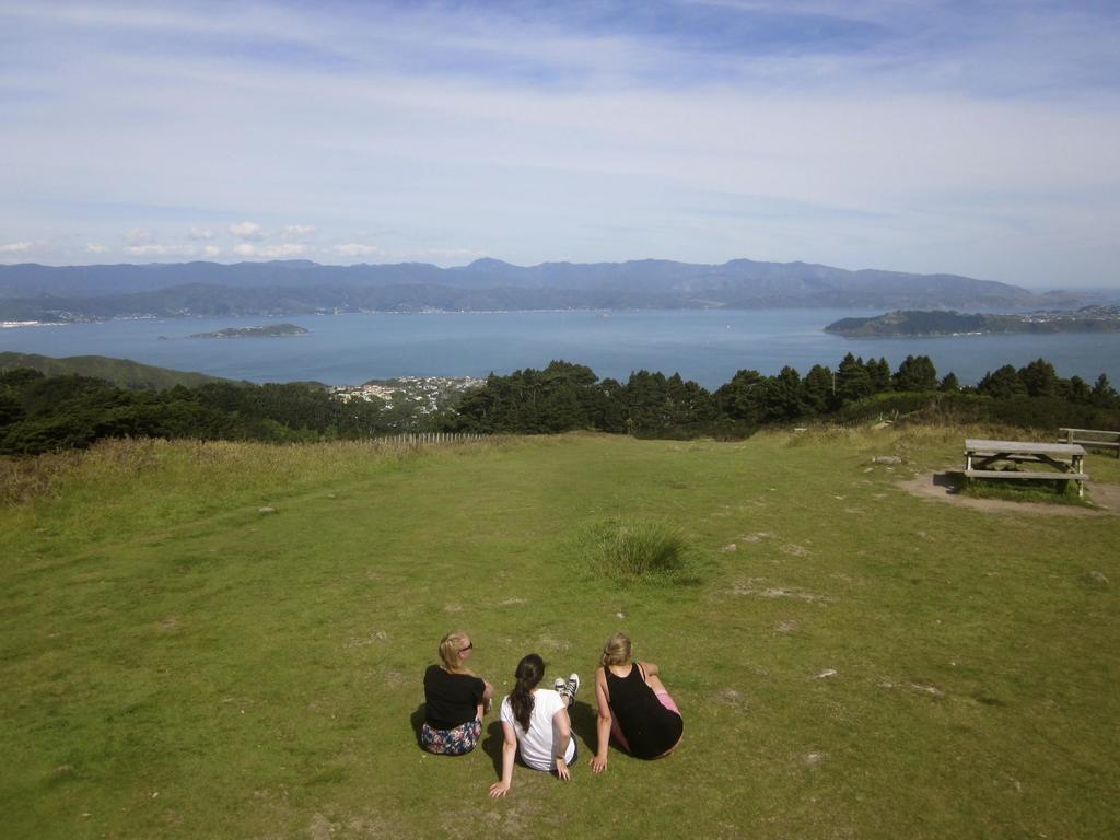 Taking a rest after the climb up Mount Kaukau