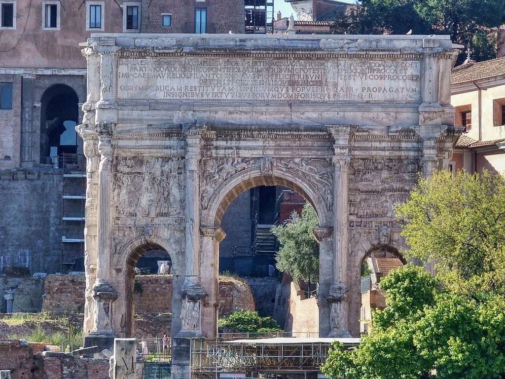 the roman forum: a walk down the via sacra in rome, italy | look closely at the arch of septimius severus