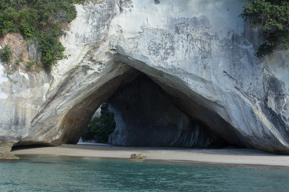 Cathedral Cove viewed from the water.