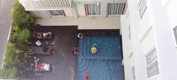 Semi-outdoor pool with tropical nuance