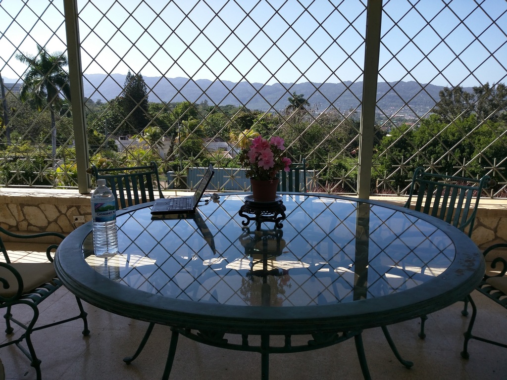 The veranda with a view of the city
