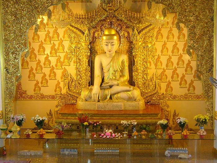 White marble statue of Buddha, Burmese Buddhist Temple, Singapore - 20070721