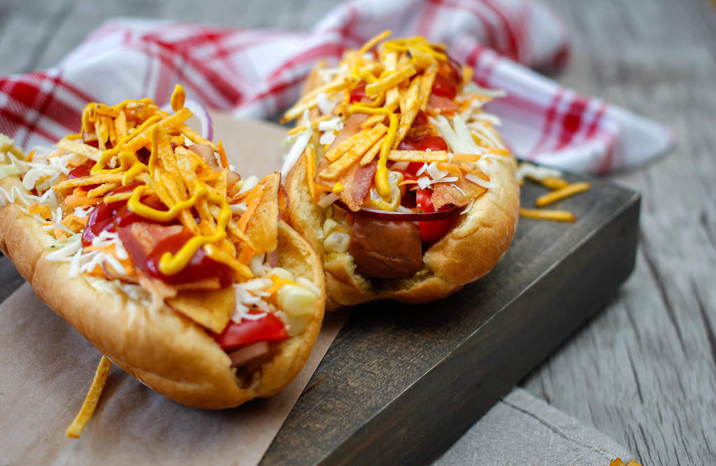 Hot dogs with dressings