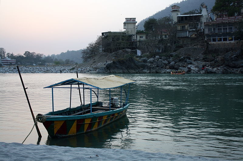 Boat on the Ganges near Lakshman Jhula, Rishikesh, Uttarakhand, India