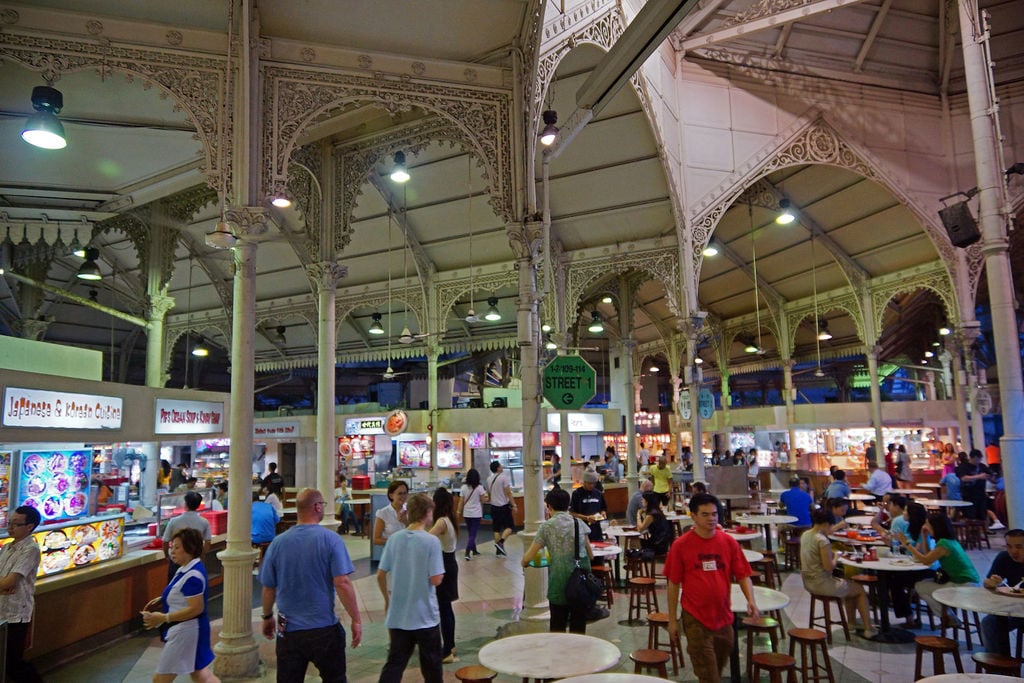 Interior of Telok Ayer Market, Singapore, at night - 20120629-03