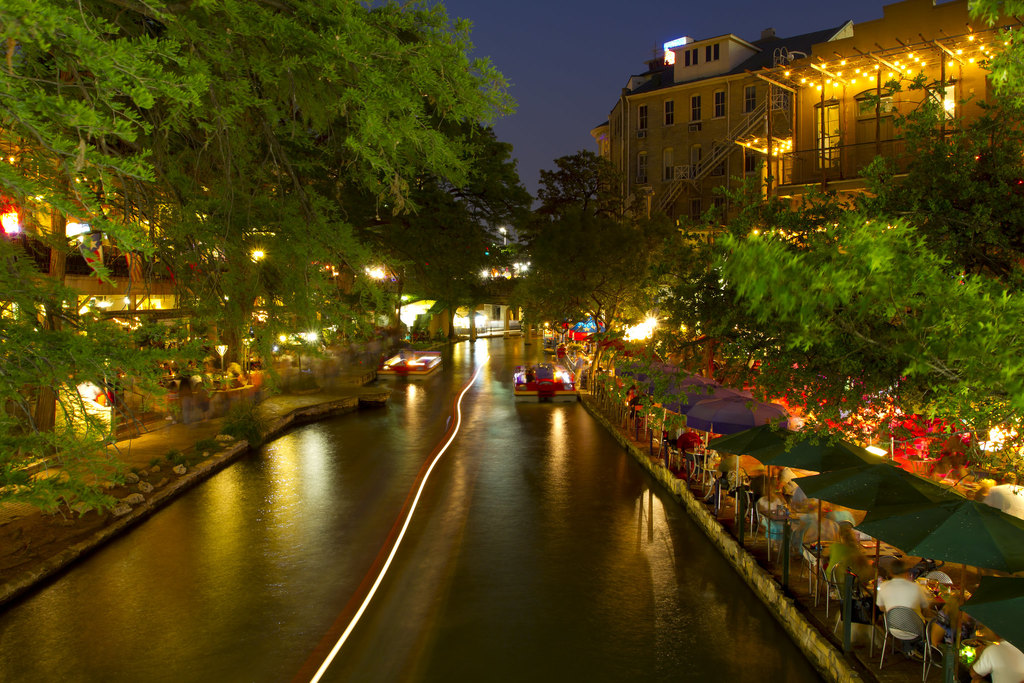 San Antonio River Walk at night