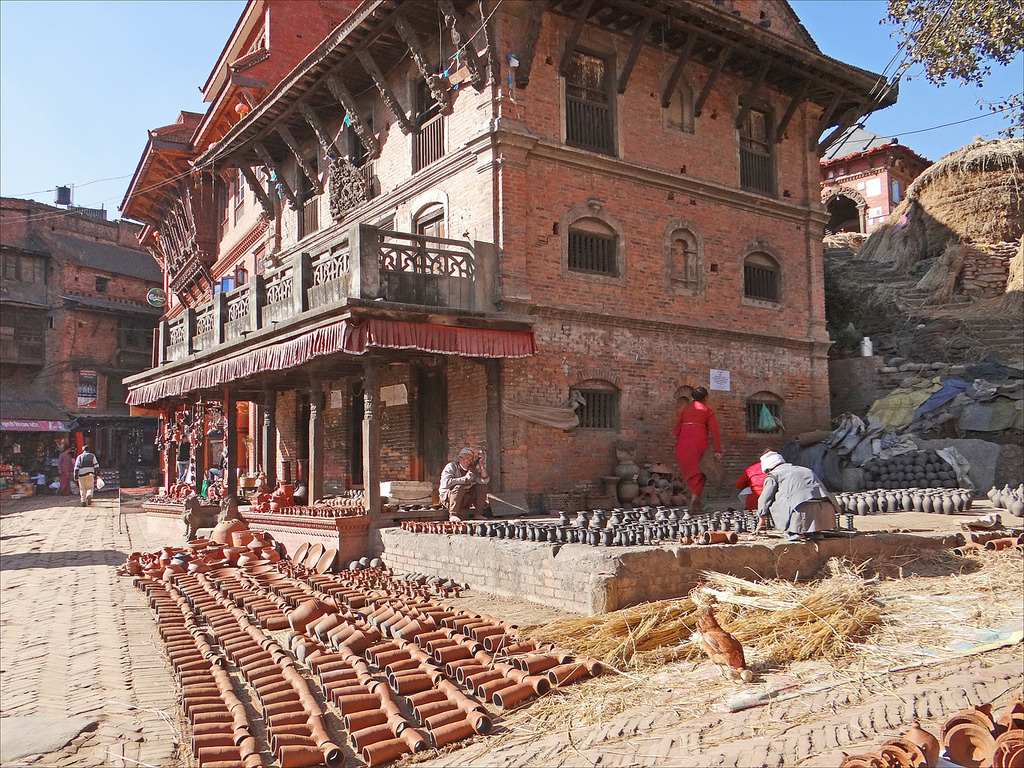 La place des potiers (Bhaktapur, Népal)