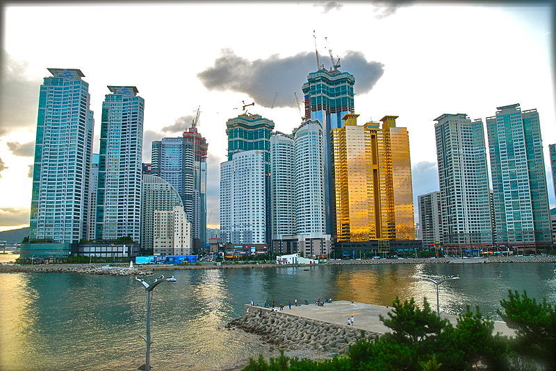 Skyline of Haeundae, Busan, South Korea in August 2010