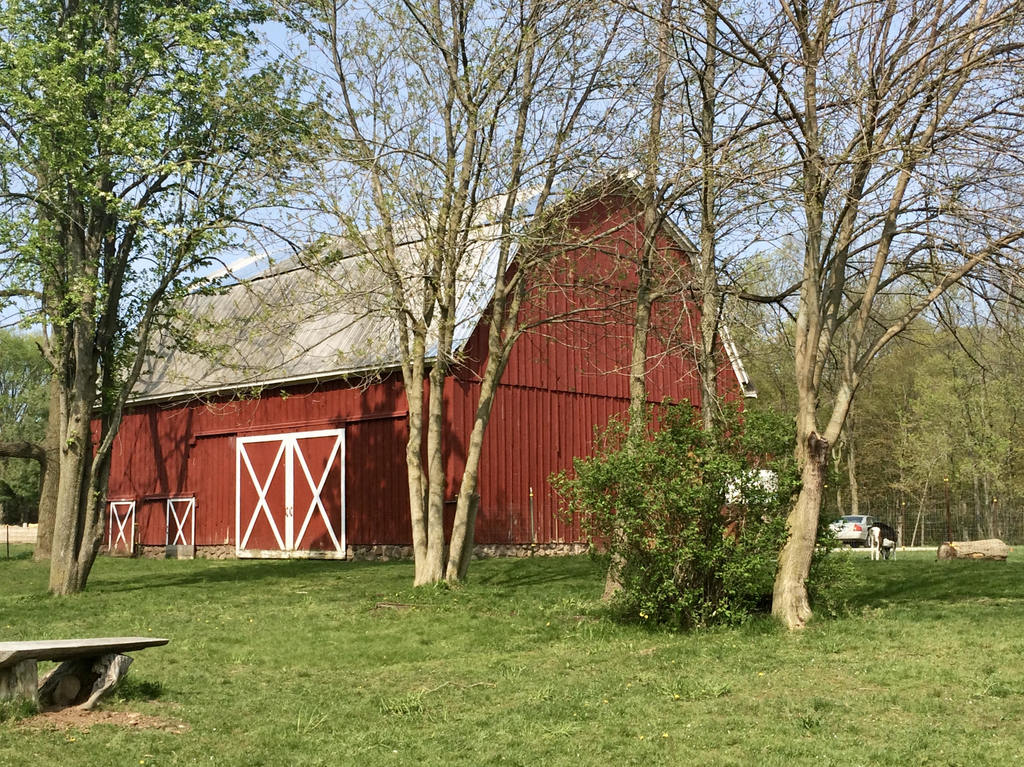 Barn at Blandford Nature Center in Springtime