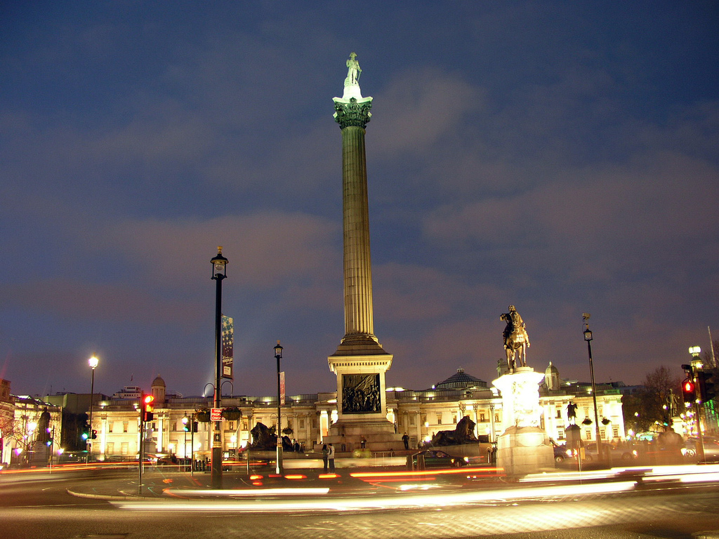 Trafalgar Square at night