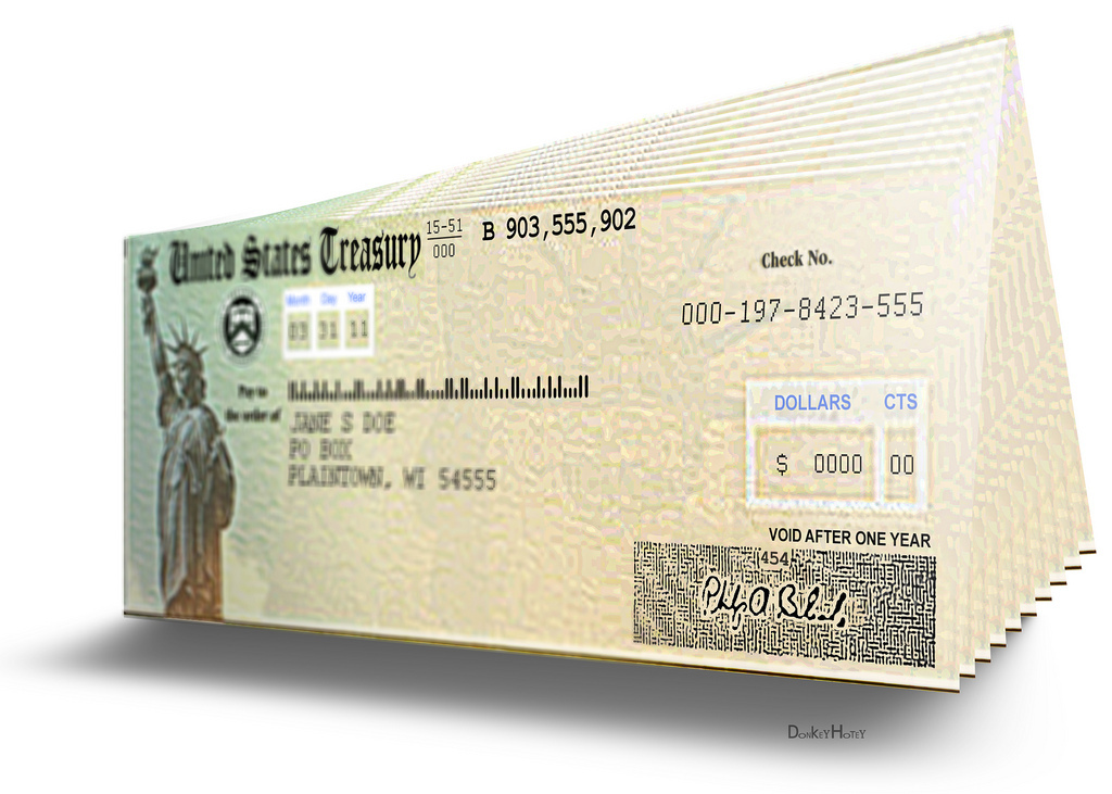 US Treasury Checks - 3D Illustration
