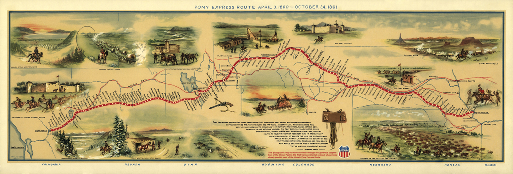 Pony Express Map William Henry Jackson