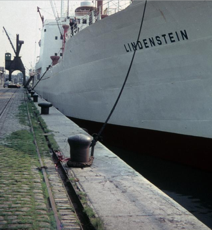 The German MV Lindenstein on the Scheldt quayside from Antwerp - 1968