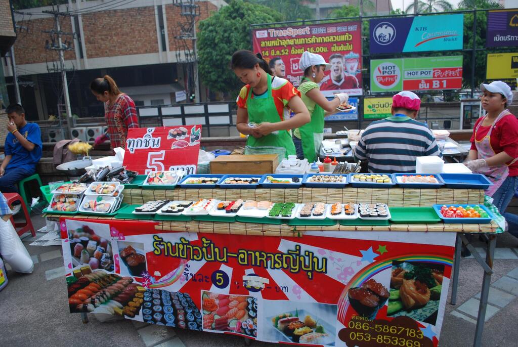 Sushi stall - Night Market, Kad Suan Kaew