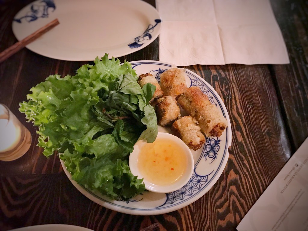 Crispy Spring Rolls | Nem Ran: Crab & pork spring rolls with classic nuoc cham, lettuce & herbs