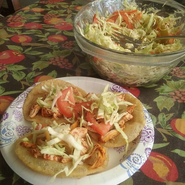 traditional food in belize | salbutes (deep fried tortilla)