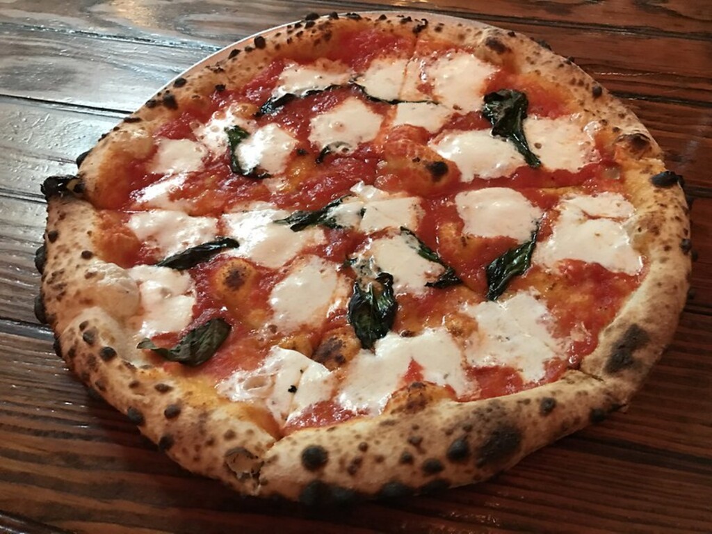 Amazing margherita pizza at Roberta's, Bushwick