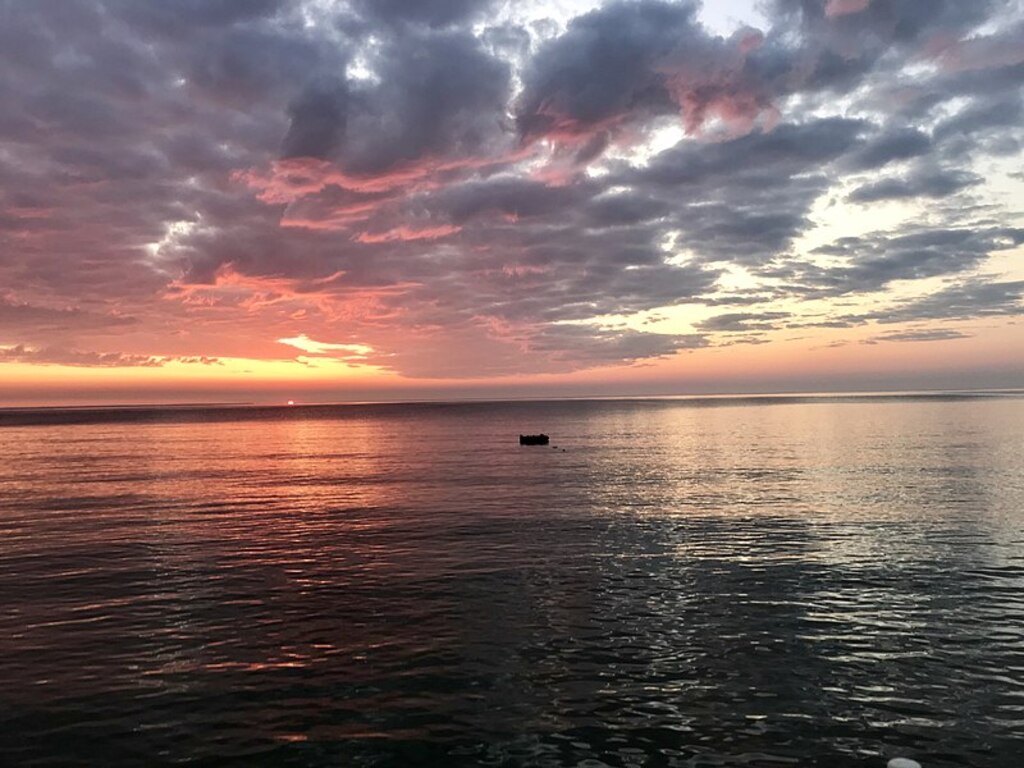 A sunrise over Lake Huron