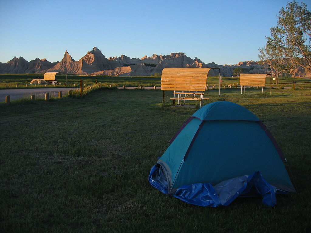 Camping spots in Badlands National Park, South Dakota.