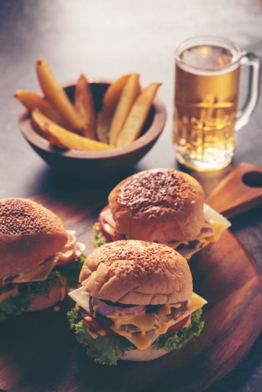 Sliders, french fries and beer