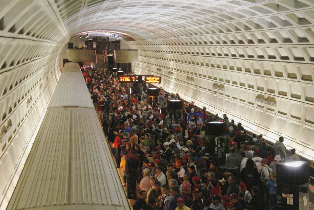 Navy Yard Metro station - baseball crowd
