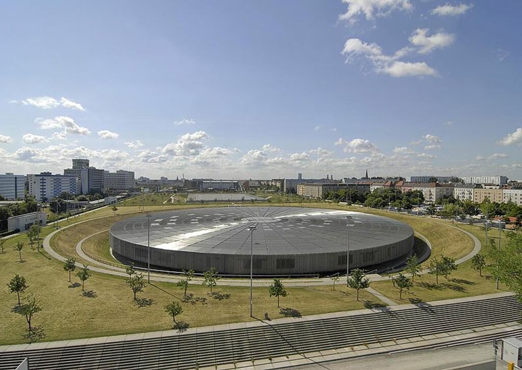 Velodrom Außenansicht - Luftaufnahme
