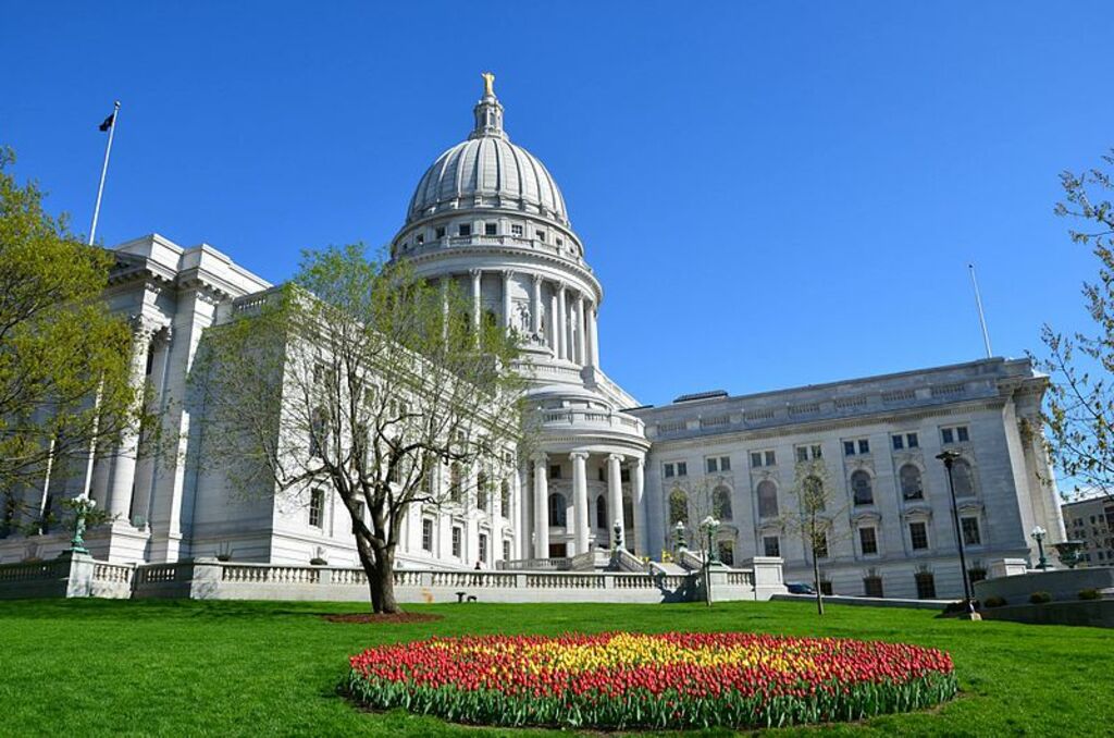 Wisconsin State Capitol Building during Tulip Festival