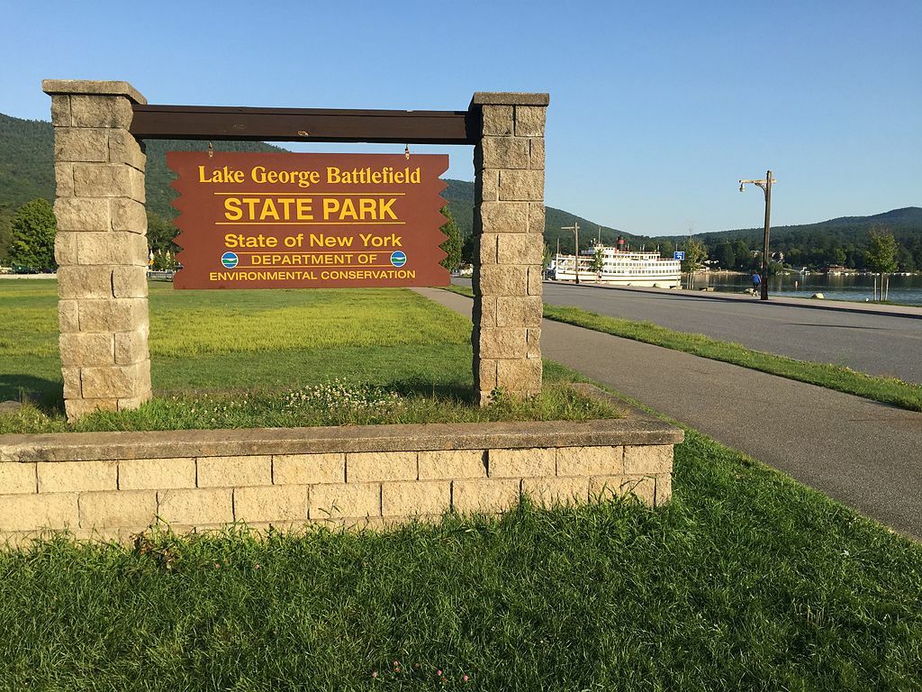 Lake George Battlefield State Park sign