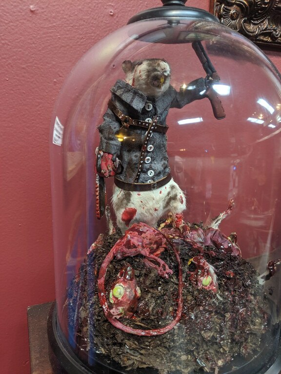 Warrior mouse, Evil Dead exhibition, Mystic Museum, Bearded Lady, Magnolia Park, Burbank, California, USA