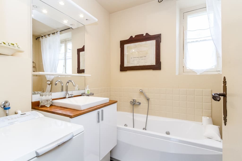 Have a soak in the inviting bathtub