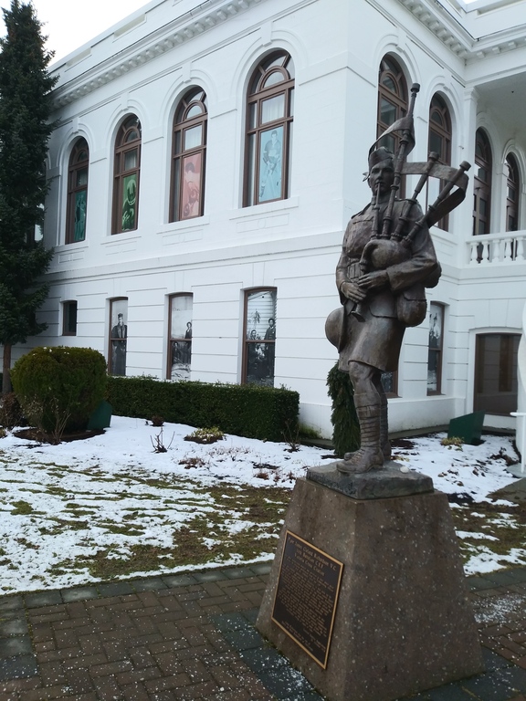 James Cleland Richardson statue in front of the Chilliwack Museum and Historical Society 2019