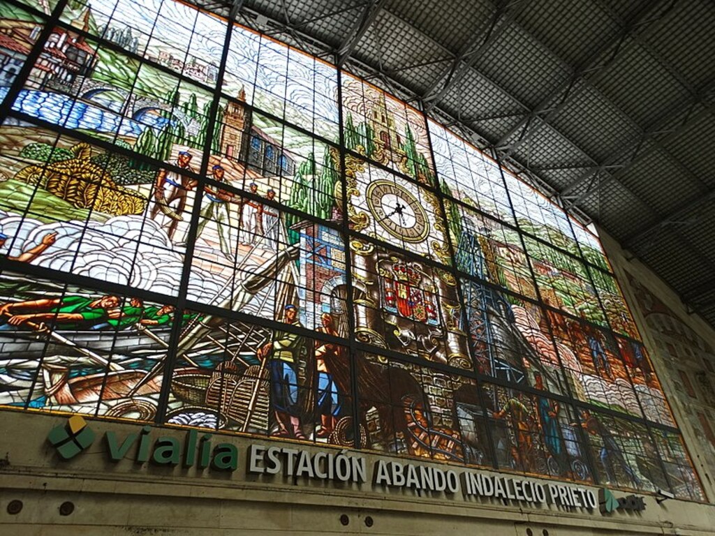 Stained Glass in Train Station - Bilbao - Biscay - Spain (14610619631)