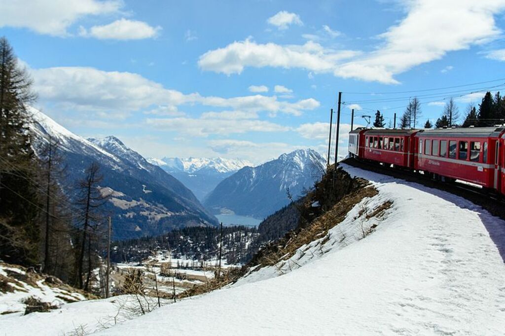 Poschiavo lake from Bernina Express