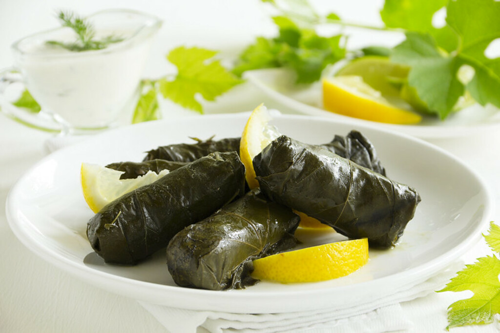 dolma, stuffed grape leaves, turkish and greek cuisine