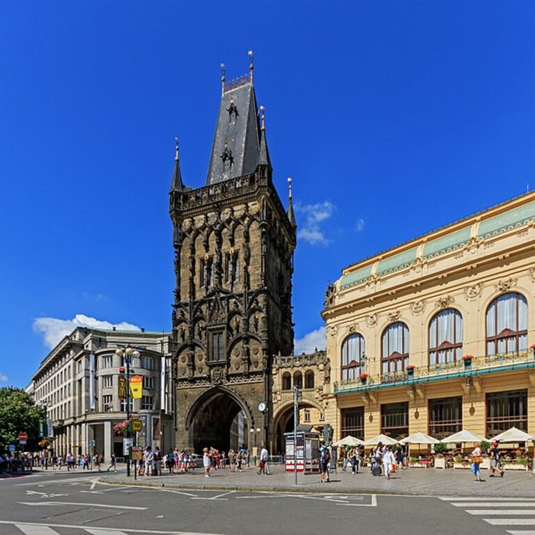 Prague 07-2016 Powder Tower from Republic Square