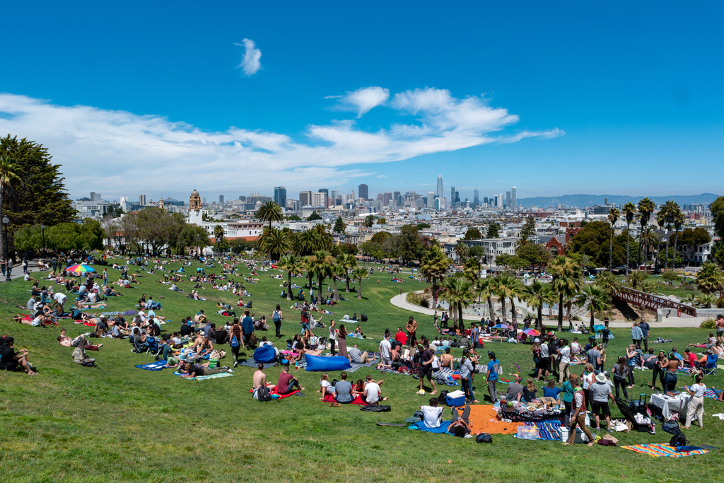 Mission Dolores Park on a summer afternoon