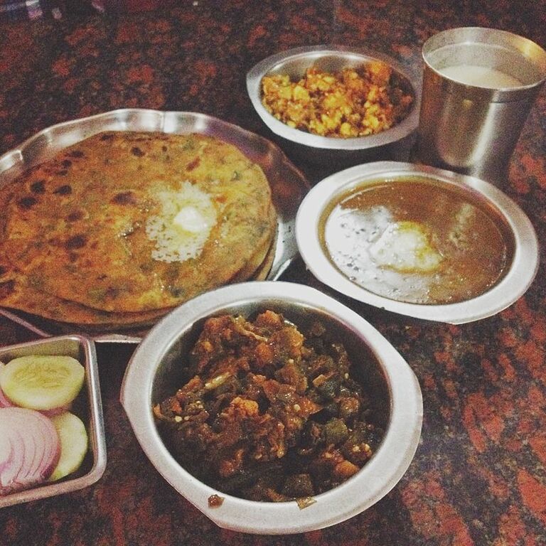 Aloo Parantha,Dal Makhani,Bhindi Dry,Paneer Burji
