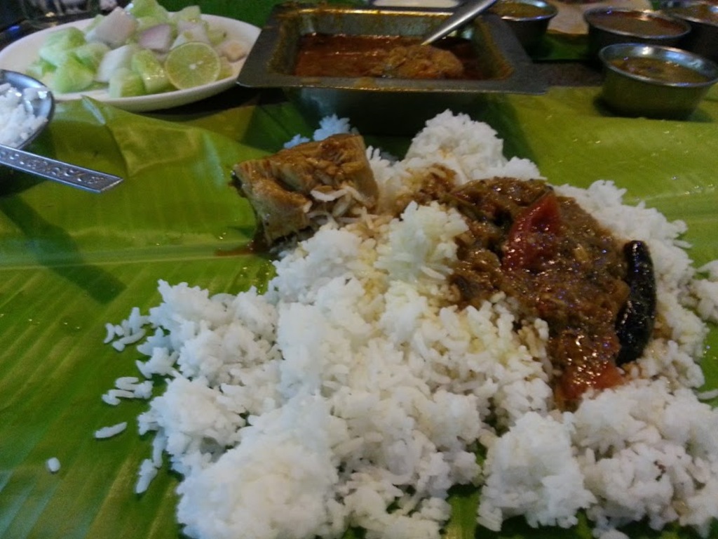 Andhra-style fish curry meal