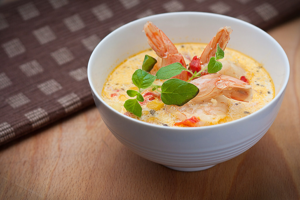 Shrimps and corn chowder