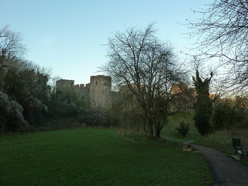 West gate from the Dell above, Chepstow Castle