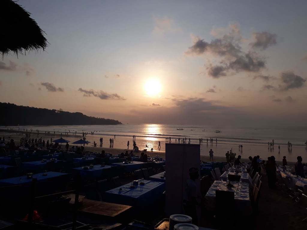 Sunset at Jimbaran seafood restaurant