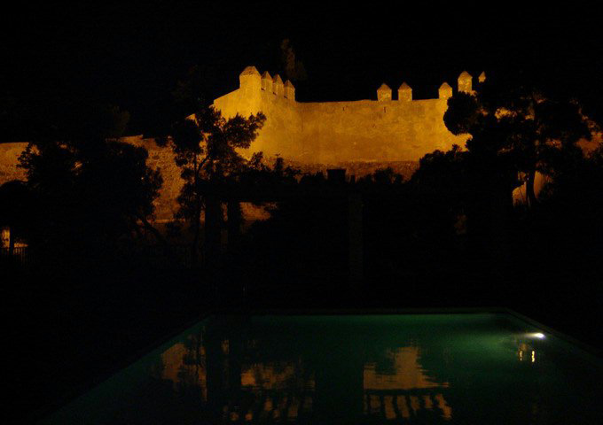 View of Gibralfaro Castle at night from the Parador de Malaga - Gibralfaro