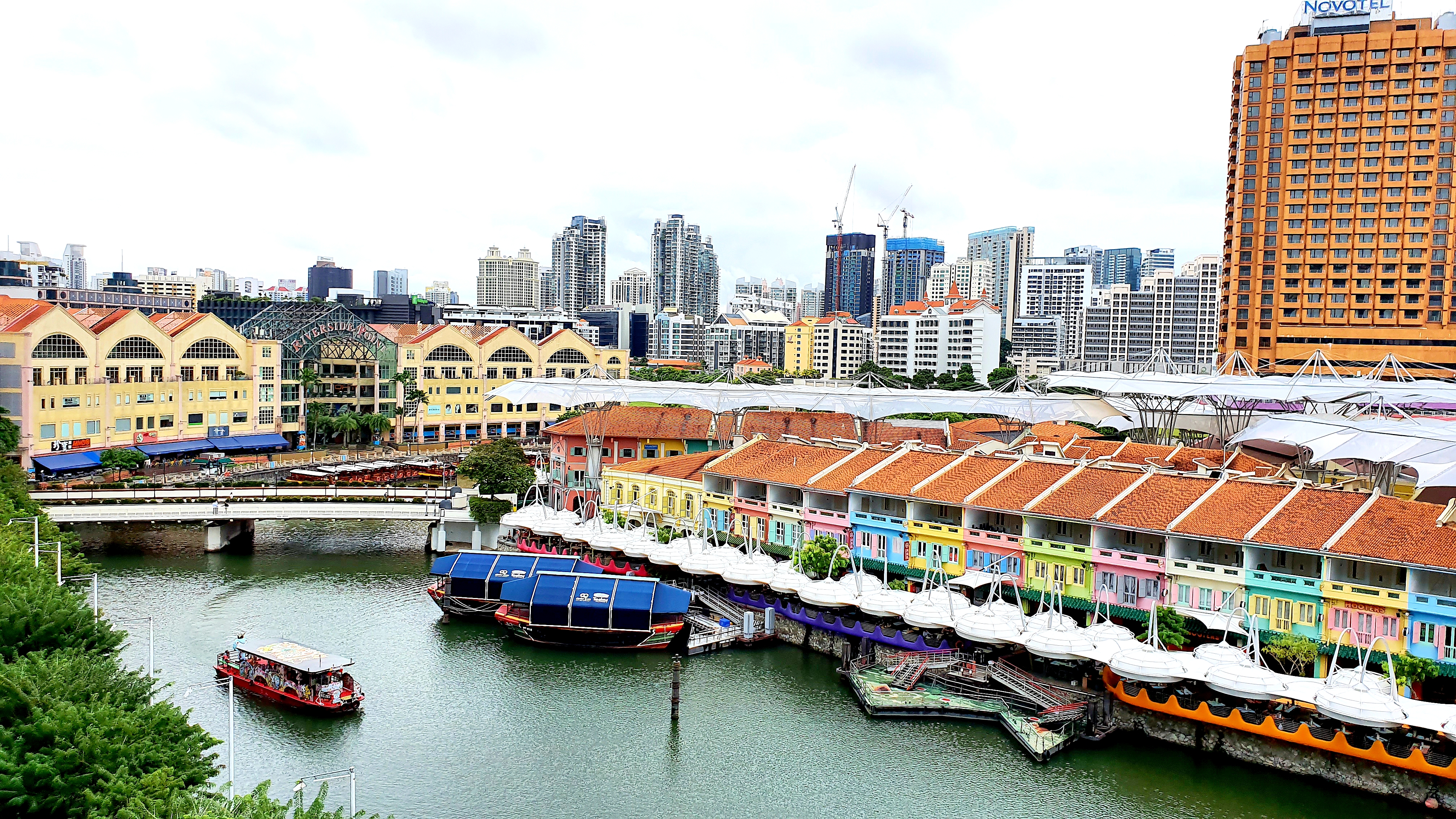 Top down view of Clarke Quay and Singapore River