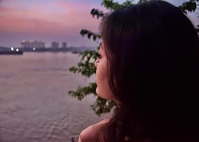 Admiring the pink glow