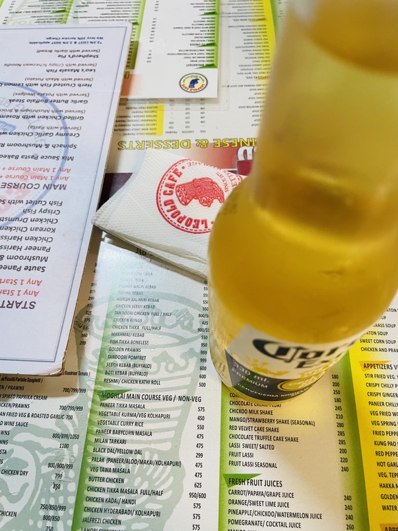 A bottle of chilled beer