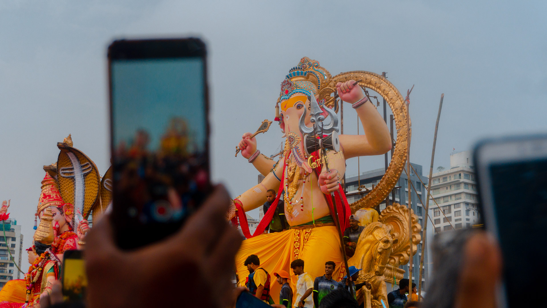 Ganpati Visarjan at Girgaum beach in Mumbai
