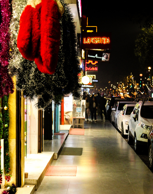 Khan Market during Christmastime