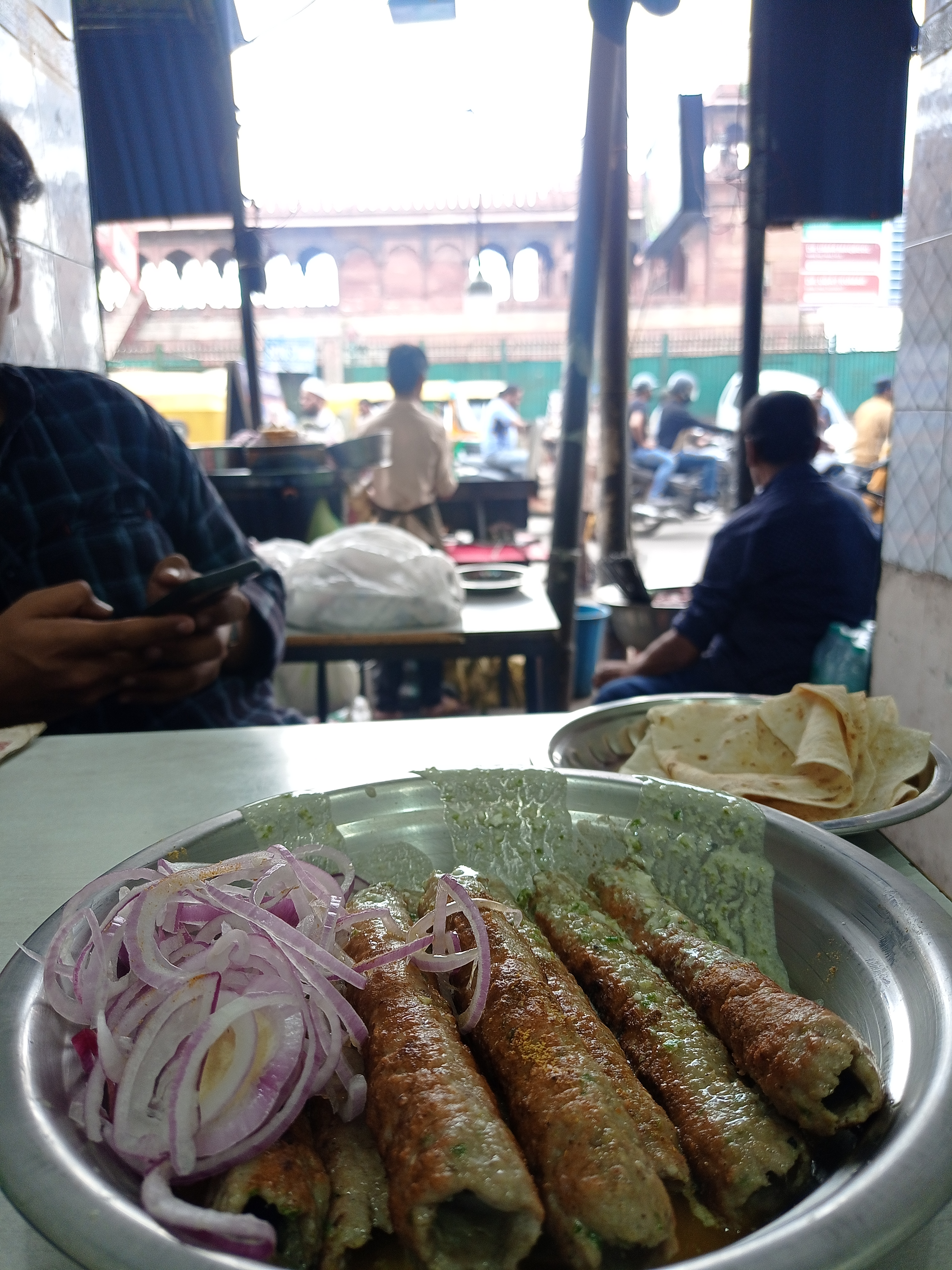 Kebabs at one of the eateries in front of Jama Masjid