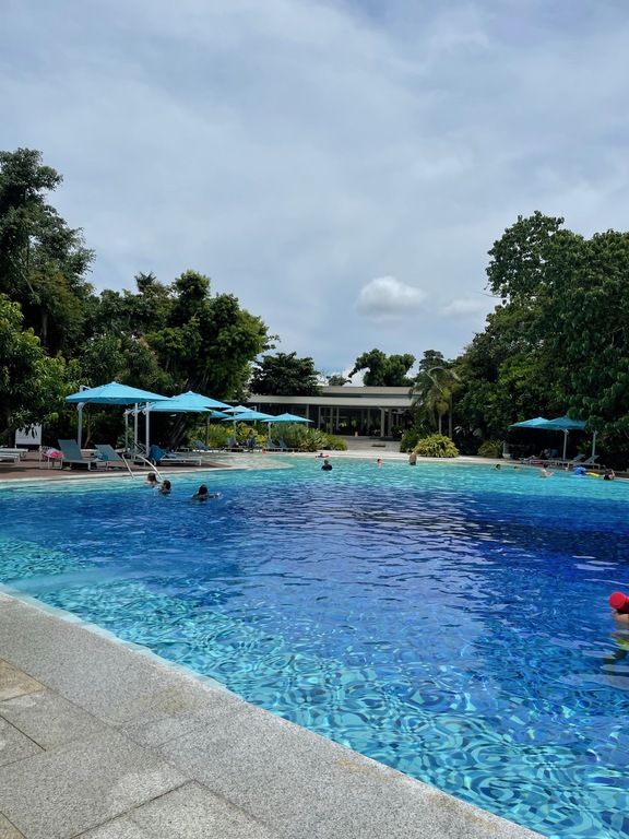 Crystal blue waters of the swimming pool