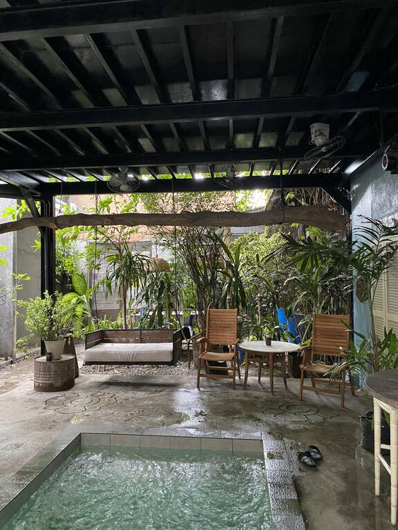 outdoor pool area